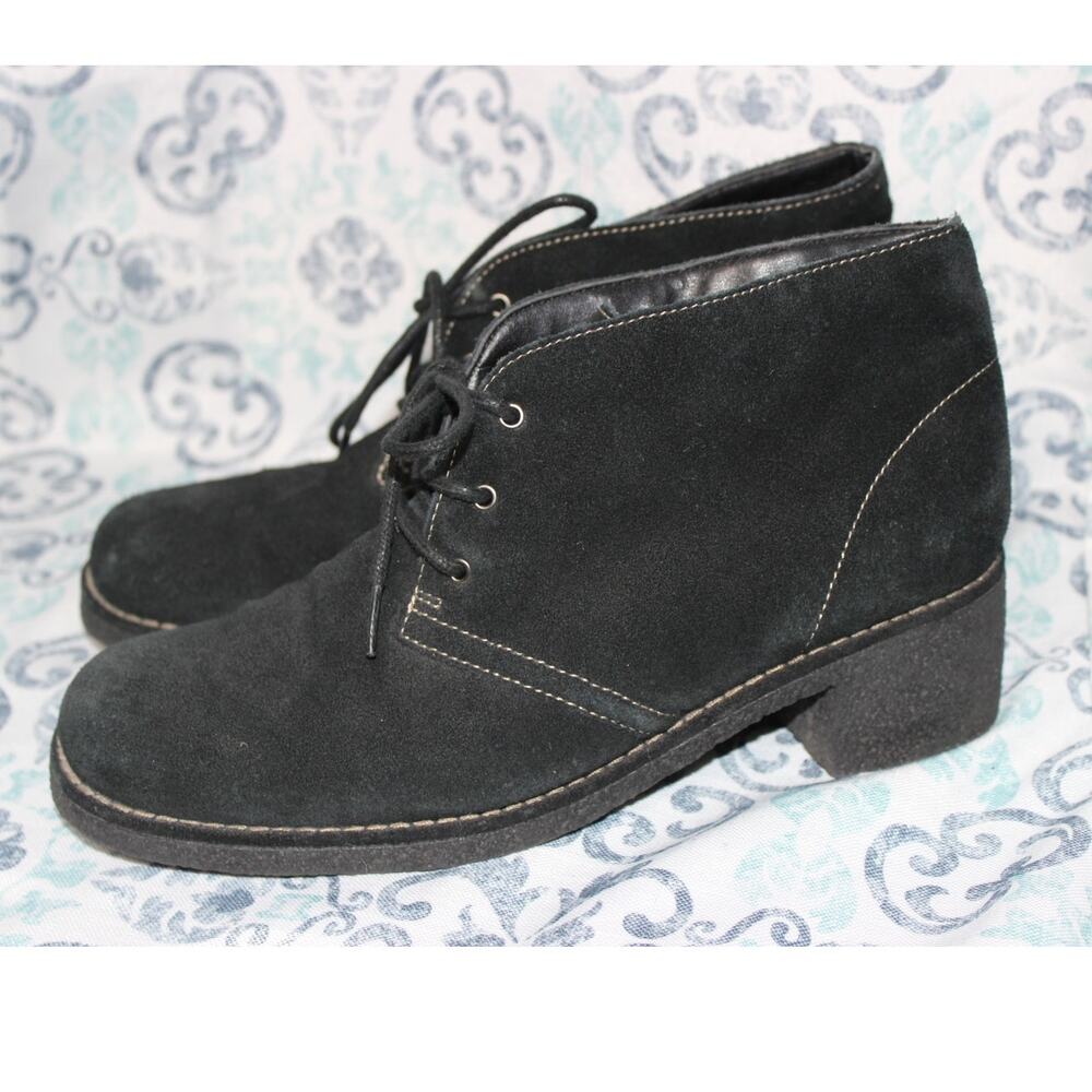 Nickels Soft Black Suede Lace Up‎ Boots Womens Size 7.5